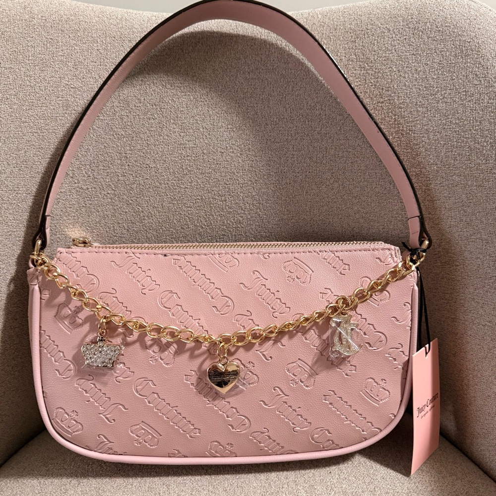 Juicy Couture Pink Shoulder Bag Gold Chain Logo Purse NWT